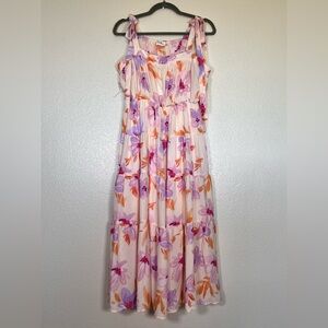 Peach tiered floral print dress, size 2X